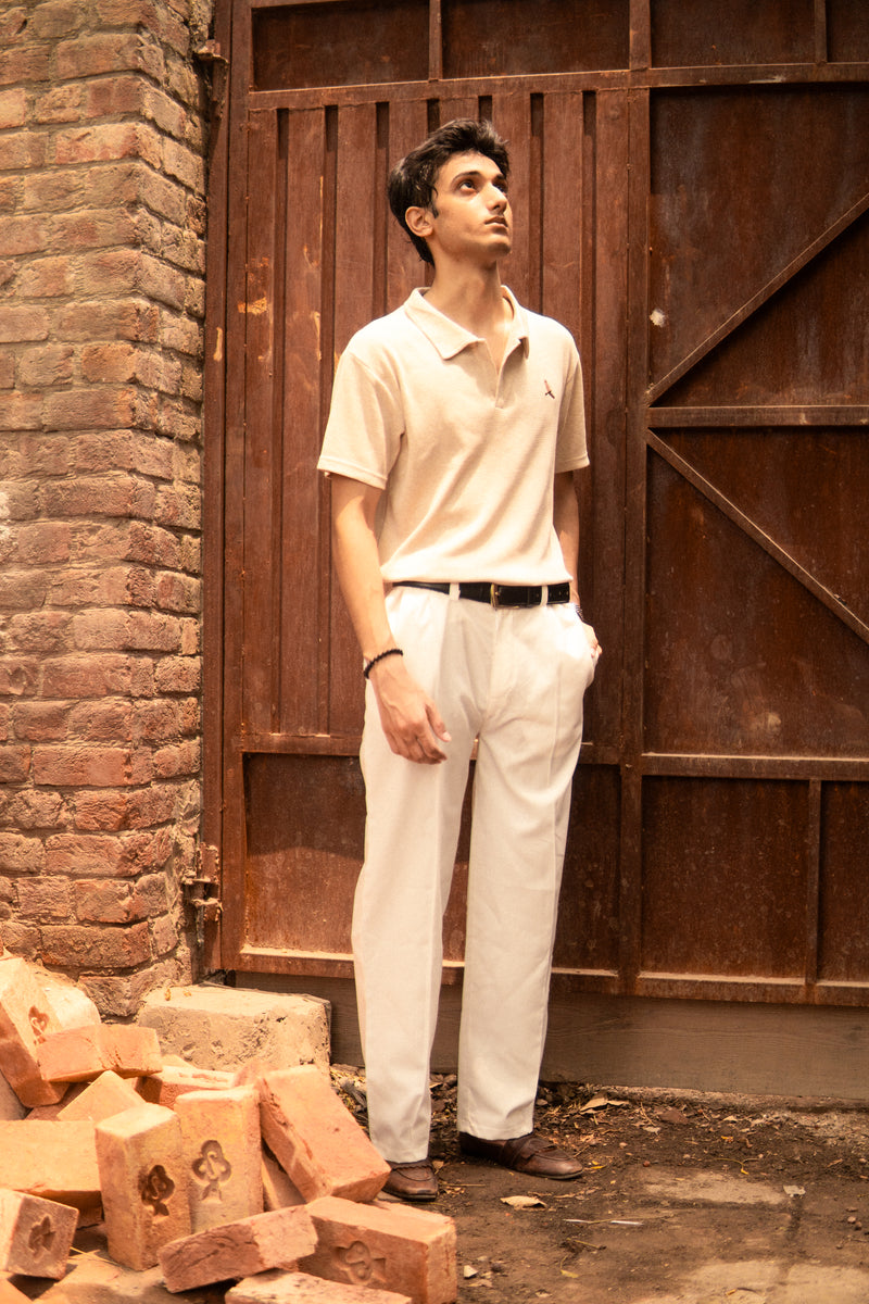 Cream Waffle Polo
