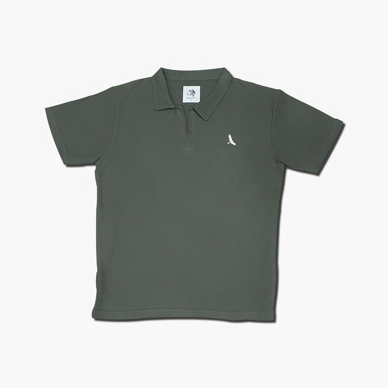 Olive Green Waffle Polo